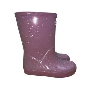 Hunter Kids Rain Boots in Sparkly Purple